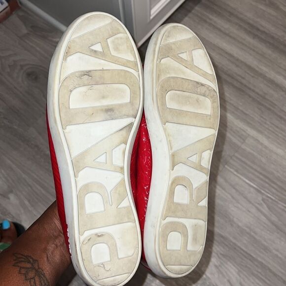 RED PATENT LEATHER PRADA TENNIS SHOES - Picture 5 of 5